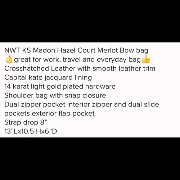 Kate Spade ♠️ Hazel Court Merlot - Picture 5 of 5